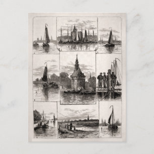 Maritime holländische Szene des 19. Jahrhunderts Postkarte