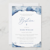 Maritime Indigo Watercolor Boy Taufe Party Einladung (Vorderseite)