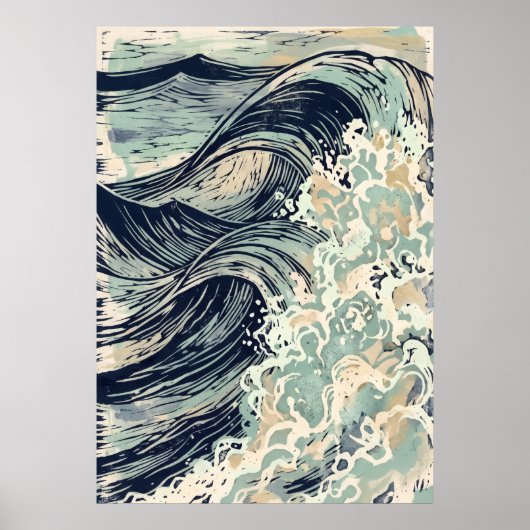 Maritime Japan-Wellen-Kunstposter Poster (Vorne)