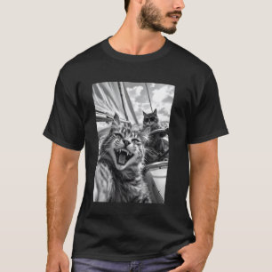 Maritime Katze Selfie Bootfahren Segelboot T-Shirt