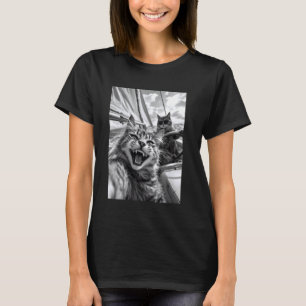 Maritime Katze Selfie Bootfahren Segelboot T-Shirt
