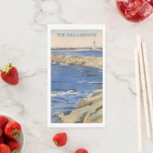 MARITIME LEUCHTTURM AQUARELL PERSONALISIERT SERVIETTE (Beispiel)
