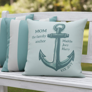 Maritime Mama Familienanker Meergrün Erbe Kissen