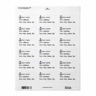 Maritime marineblaue Silhouette Anker Seil/Design Adressaufkleber