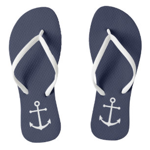 Maritime Navy Blau Anker Badesandalen