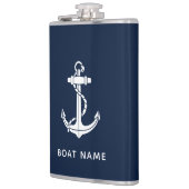 Maritime Navy Blau Anker Boot Name Benutzerdefinie Flachmann (Links)