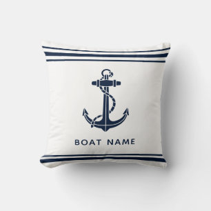 Maritime Navy Blau Anker Boot Name Benutzerdefinie Kissen