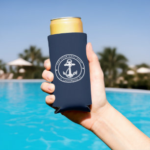 Maritime Navy Blau Anker Boot Name Benutzerdefinie Selters Dosenkühler