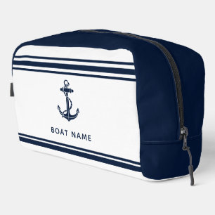 Maritime Navy Blau Anker Boot Name Benutzerdefinie Waschbeutel