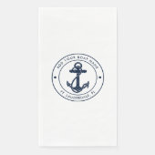 Maritime Navy Blau Anker Bootsname Benutzerdefinie Serviette (Vorderseite)