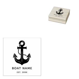 Maritime Navy Blau Benutzerdefinierter Bootsname Gummistempel