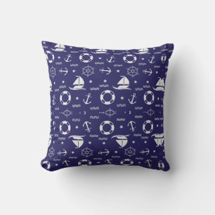 Maritime Navy Blau Nahtlose Muster Hintergrund Kissen