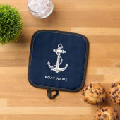 Maritime Navy Blau Name Anker Benutzerdefiniert Topflappen (Oben Unten)