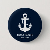 Maritime Navy Blau Schiff Name Anker Button (Vorderseite)