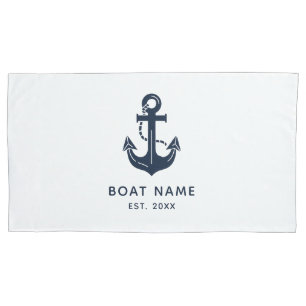 Maritime Navy Blau Schiff Name Anker Kissenbezug
