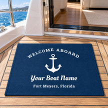 Maritime Navy Blau Willkommen an Bord Bootsname An