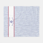 Maritime Navy Blau Willkommen an Bord Bootsname Fleecedecke (Vorderseite (Horizontal))