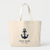 Maritime Navy Blaues Bootsname Anker Jumbo Stoffbeutel (Vorne)