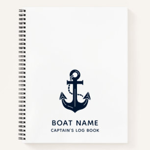 Maritime Navy Blaues Bootsname Anker Notizblock