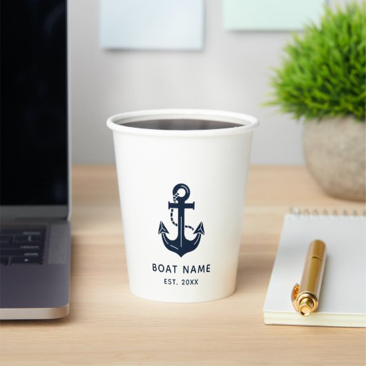 Maritime Navy Blaues Bootsname Anker Pappbecher (InSitu)