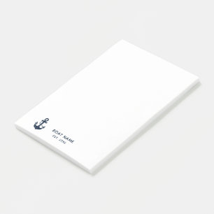 Maritime Navy Blaues Bootsname Anker Post-it Klebezettel