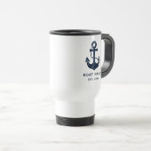 Maritime Navy Blaues Bootsname Anker Reisebecher (VorderseiteRechts)