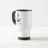 Maritime Navy Blaues Bootsname Anker Reisebecher (Vorderseite Links)