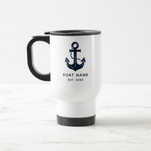 Maritime Navy Blaues Bootsname Anker Reisebecher