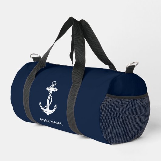 Maritime Navy Blaues Bootsname Benutzerdefinierte  Duffle Bag (Rechte Ecke)