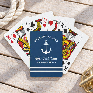 Maritime Navy Willkommen an Bord Bootsname Spielkarten