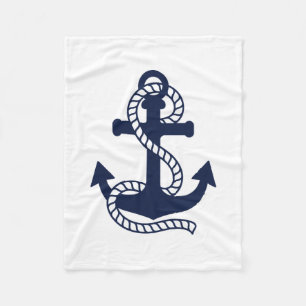 Maritime Navyblau Anker {wähle deine Farbe} Fleecedecke
