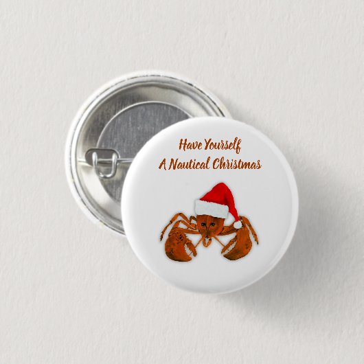 Maritime Santa Lobster Button (Vorne & Hinten)