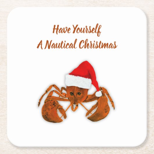 Maritime Santa Lobster Rechteckiger Pappuntersetzer (Vorderseite)