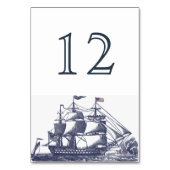 Maritime-Schiff-Hochzeit-Tischnummernkarte Tischnummer (Rückseite)