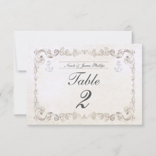 Maritime Strand Vintage Hochzeit Tischnummer Karte