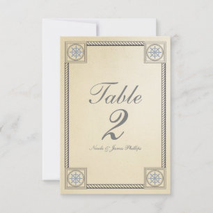 Maritime Strand Vintage Hochzeit Tischnummer Karte