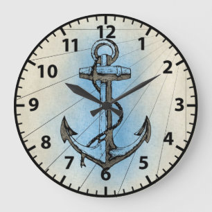 Maritime Strandanker Marine Große Wanduhr