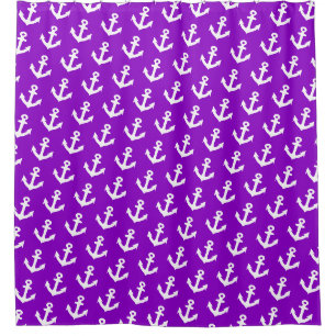Maritime Vintage-Anker-Muster auf neonviolett Duschvorhang