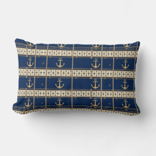 Maritime Vintage Navy Blau Streifen Anker Seil Kun Lendenkissen