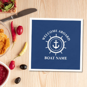 Maritime Willkommen an Bord Bootsname Anker Seil S Serviette