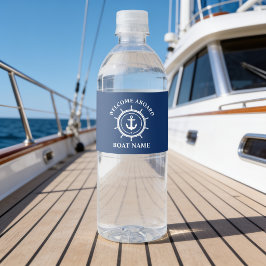 Maritime Willkommen an Bord Bootsname Anker Seil S Wasserflaschenetikett