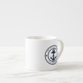 Maritimer Anker Boot Name Marine Blau Bootsfahrt Espressotasse (Vorderseite Rechts)