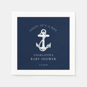 Maritimer Anker Küstenjunge Baby Shower Papier Serviette