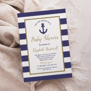 Maritimer Anker Marineblaue Streifen Baby-Party fü Einladung