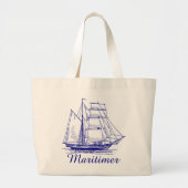 Maritimer nautisches Segelschiff Leinwand Tasche (Vorne)