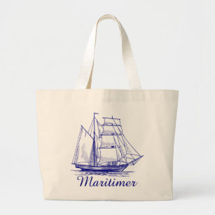 Maritimer nautisches Segelschiff Leinwand Tasche