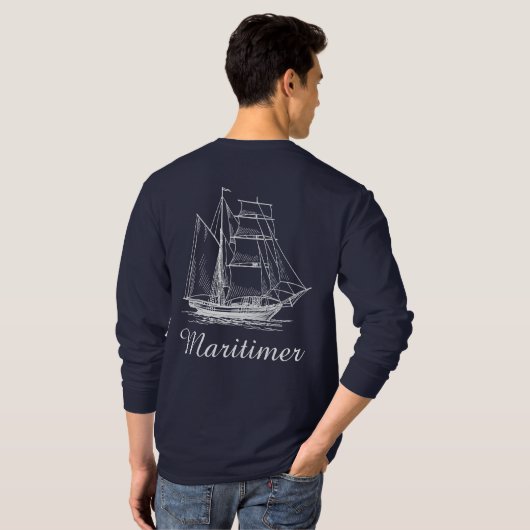 Maritimer nautisches Shirt (Schwarz voll)