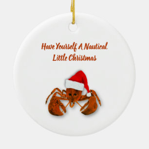 Maritimer Santa-Lobster Keramik Ornament