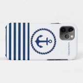 Maritimer Schiffsname, Anker Navy Blau Gestreift Case-Mate iPhone Hülle (Rückseite (Horizontal))