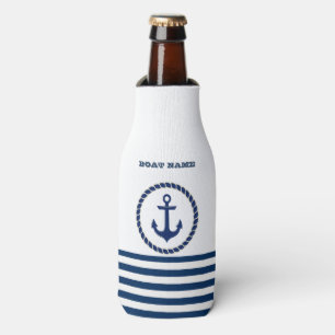 Maritimer Schiffsname, Anker Navy Blau Gestreift Flaschenkühler
